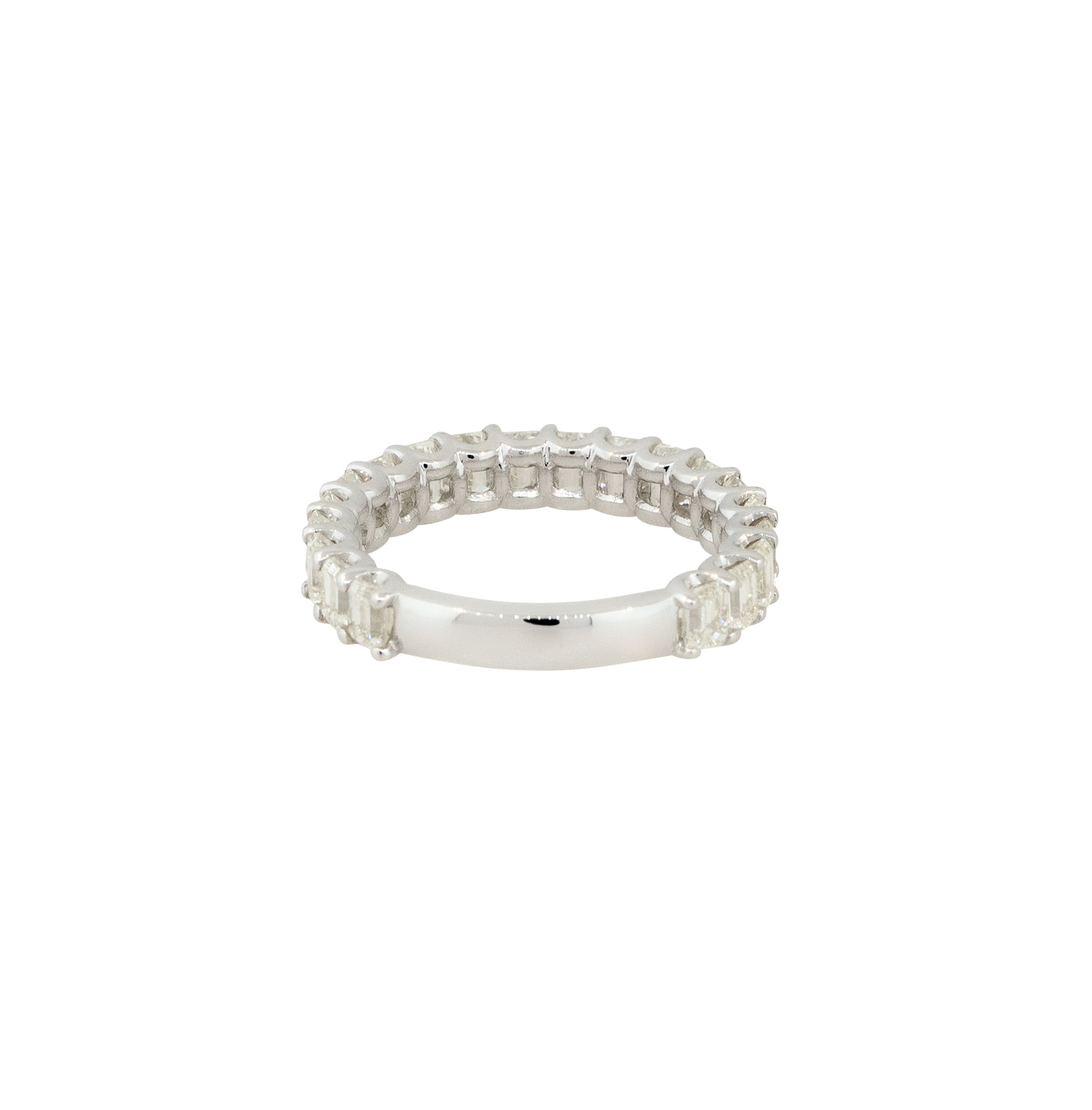 14k White Gold 2.83ctw Emerald Cut Diamond 3/4 Wedding Band