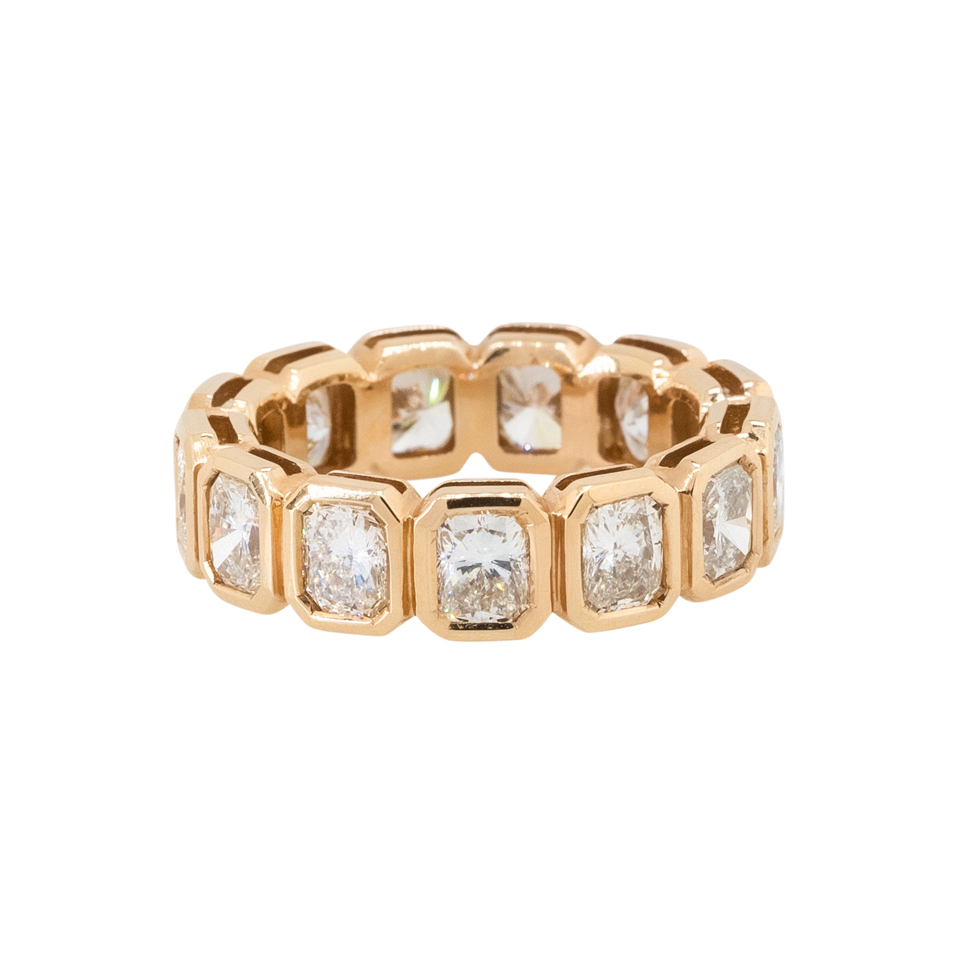 18k Rose Gold 5.12ctw Radiant Cut Diamond Eternity Ring