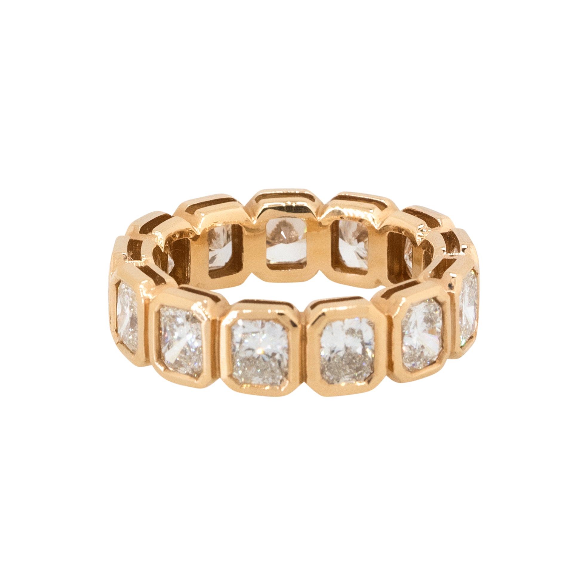 18k Rose Gold 5.12ctw Radiant Cut Diamond Eternity Ring