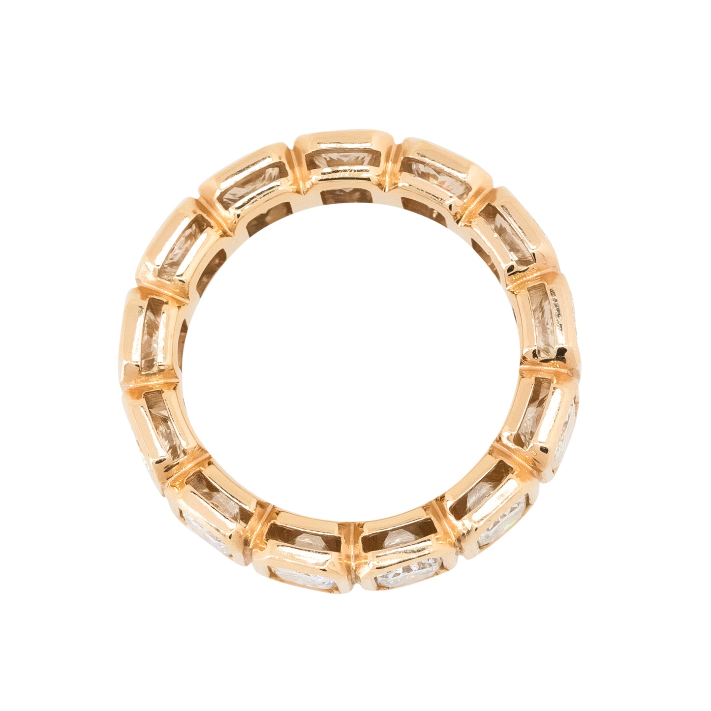 18k Rose Gold 5.12ctw Radiant Cut Diamond Eternity Ring