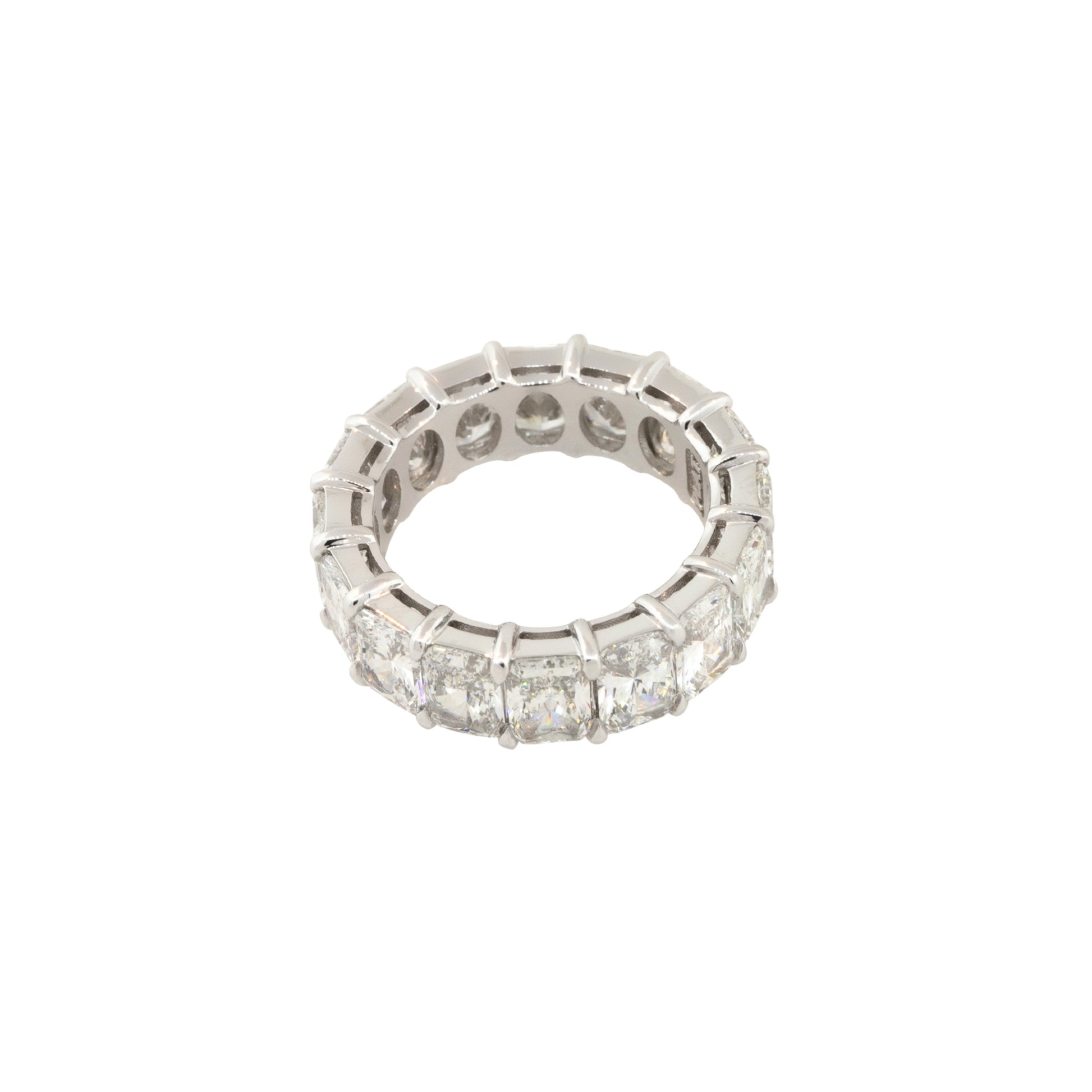 Platinum 9.27ctw Radiant Cut Diamond Eternity Ring