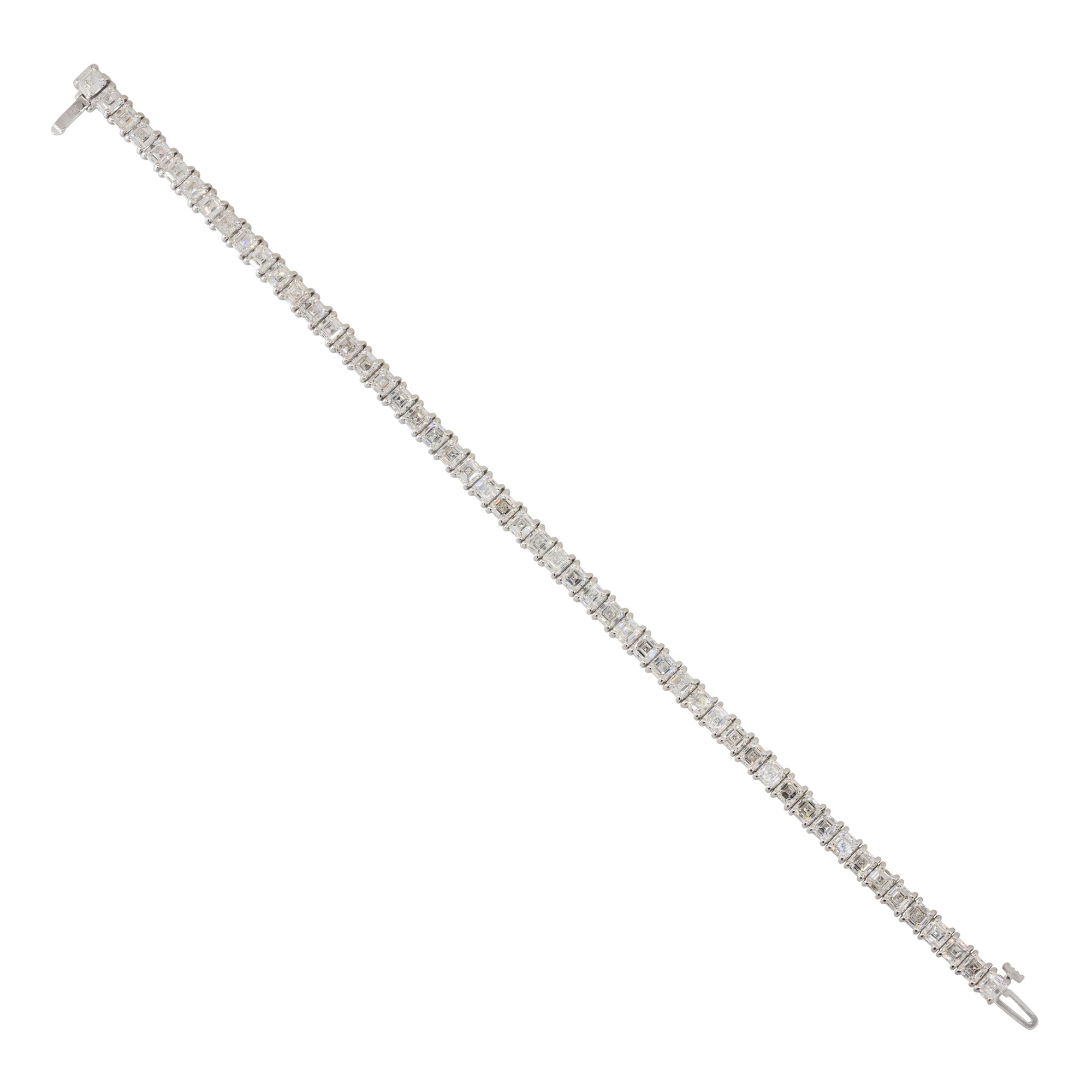 18k White Gold 9.40ctw Asscher Cut Diamond Tennis Bracelet