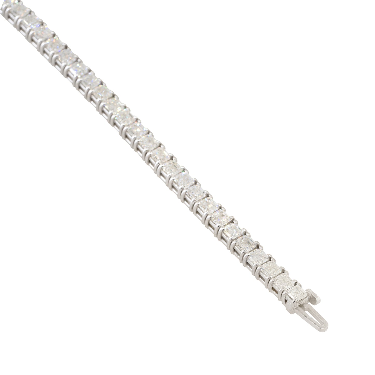 18k White Gold 9.40ctw Asscher Cut Diamond Tennis Bracelet