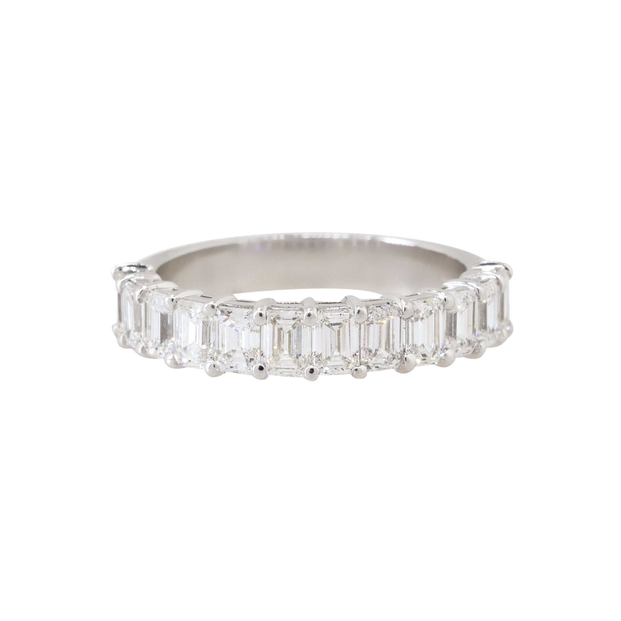 14k White Gold 1.85ctw Emerald Cut Halfway Eternity Band