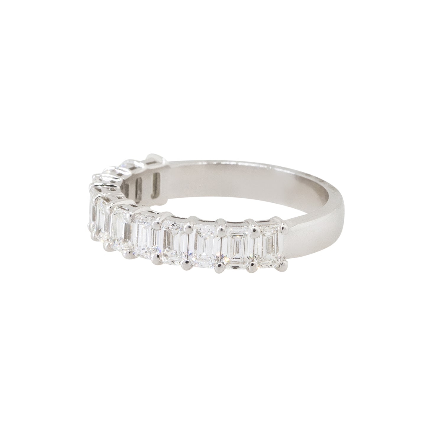 14k White Gold 1.85ctw Emerald Cut Halfway Eternity Band