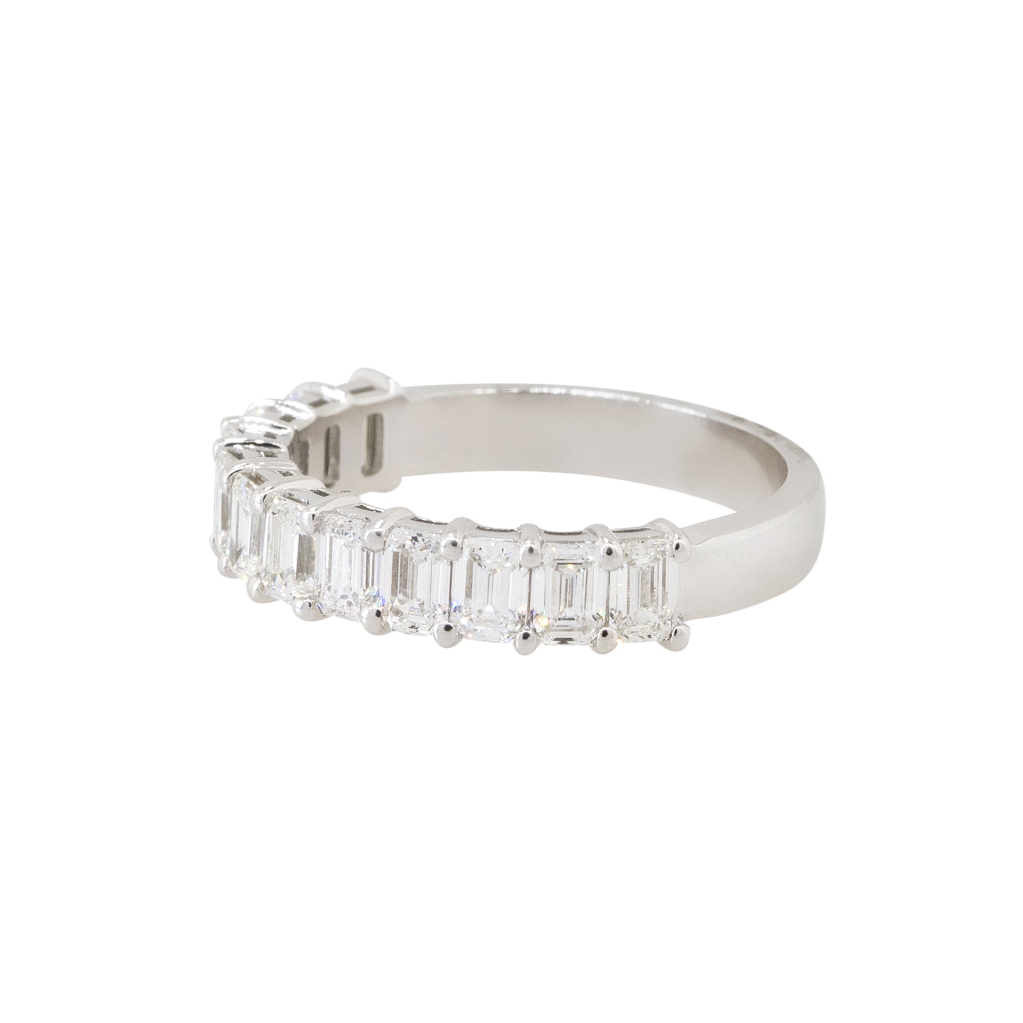 14k White Gold 1.85ctw Emerald Cut Halfway Eternity Band