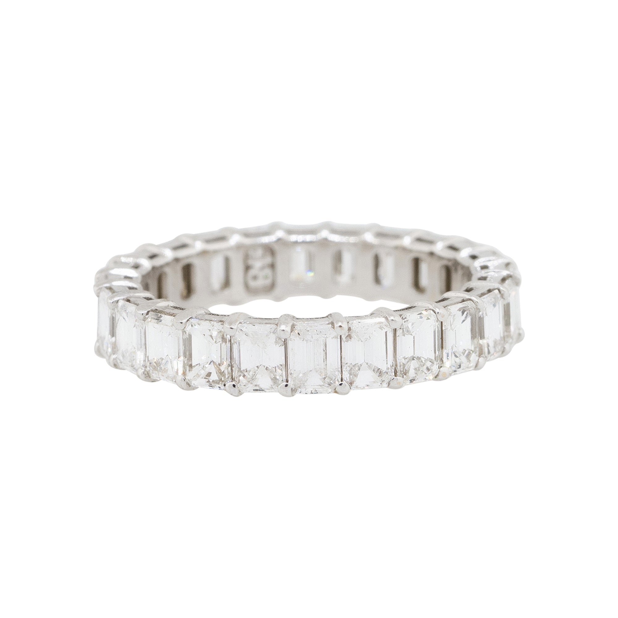 14k White Gold 3.54ctw Emerald Cut Diamond Eternity Band