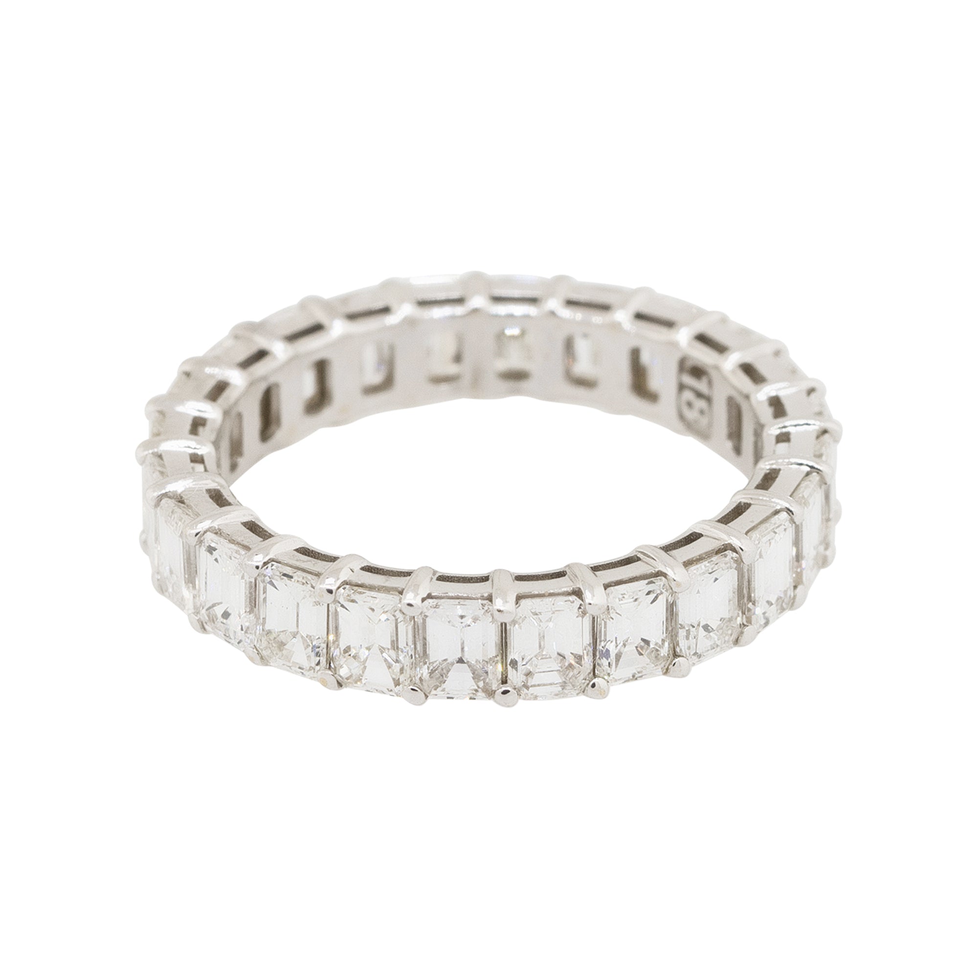 14k White Gold 3.54ctw Emerald Cut Diamond Eternity Band