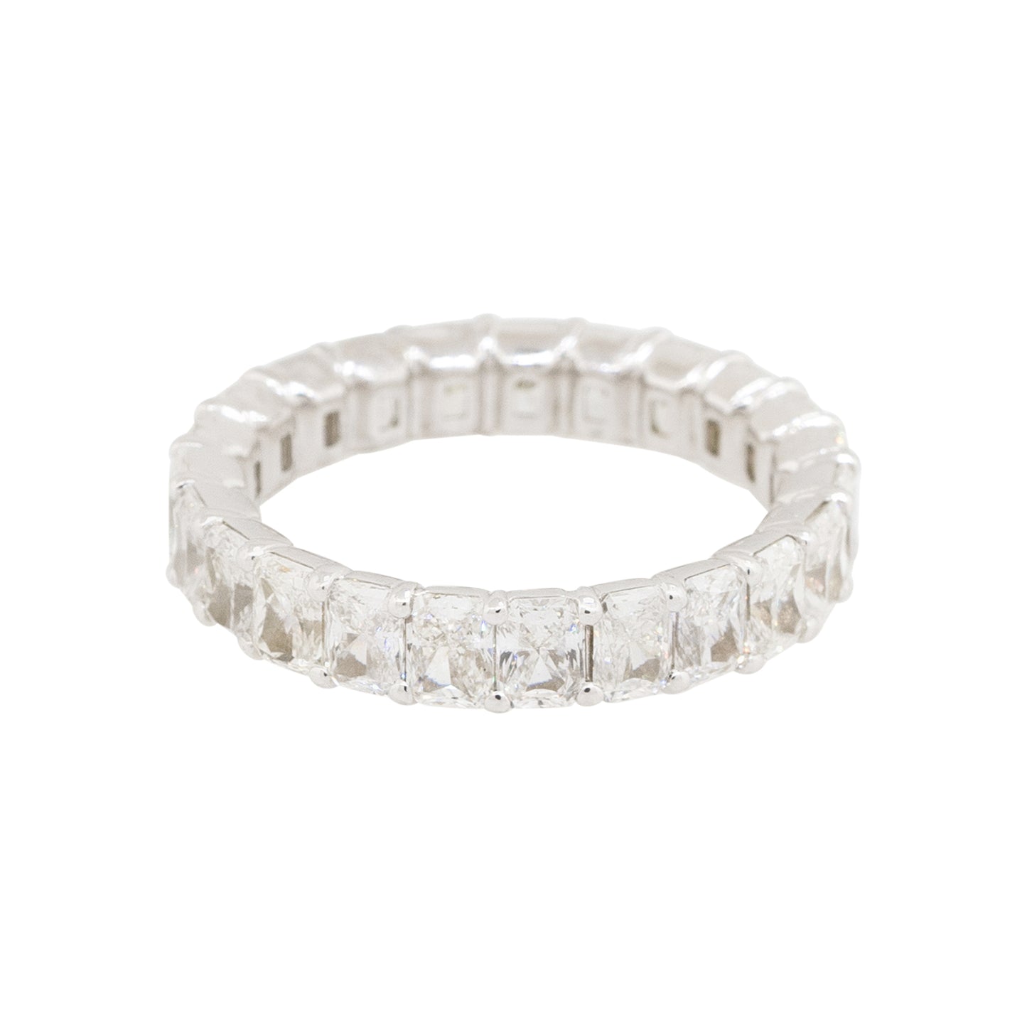 14k White Gold 4.31ctw Radiant Cut Diamond Eternity Band