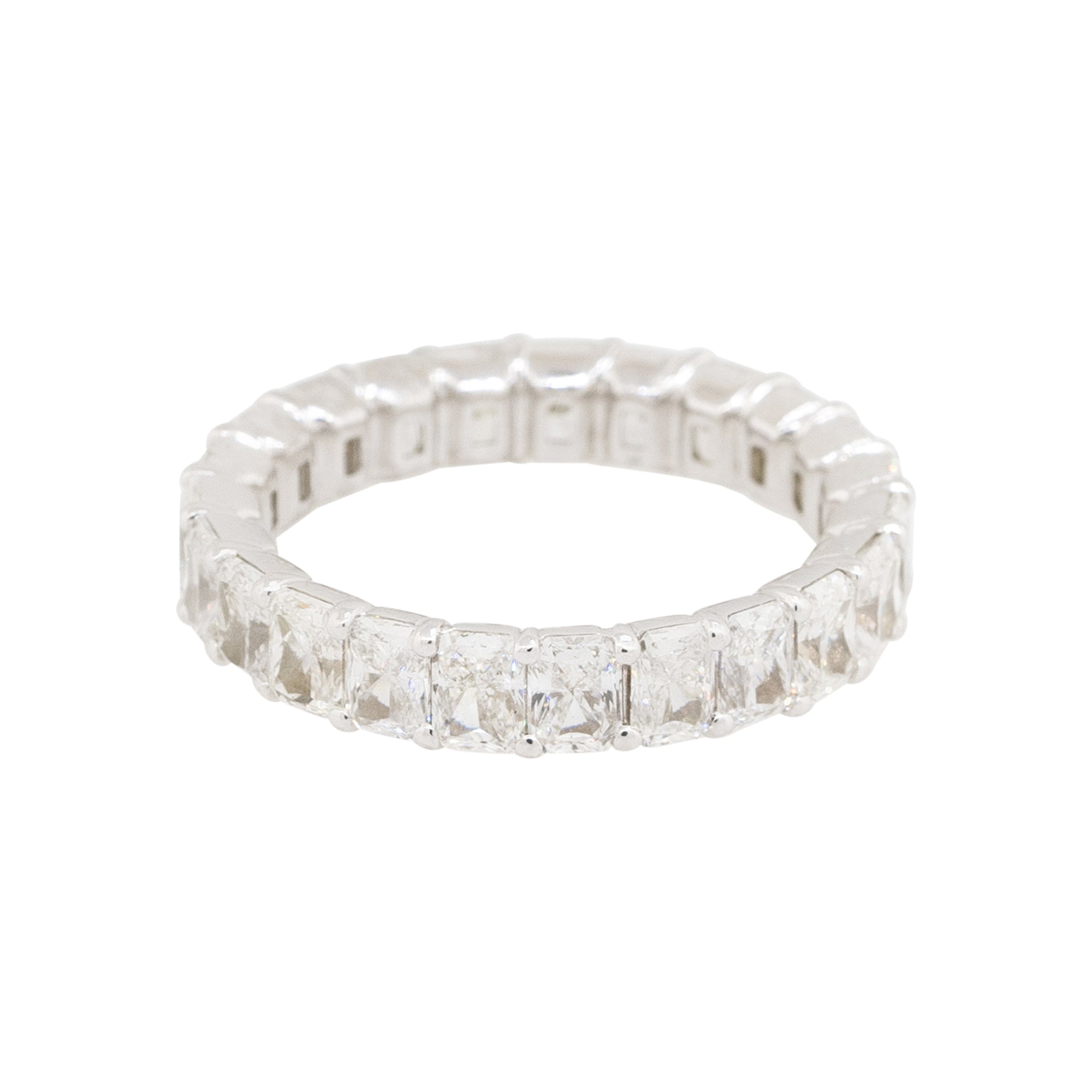 14k White Gold 4.31ctw Radiant Cut Diamond Eternity Band