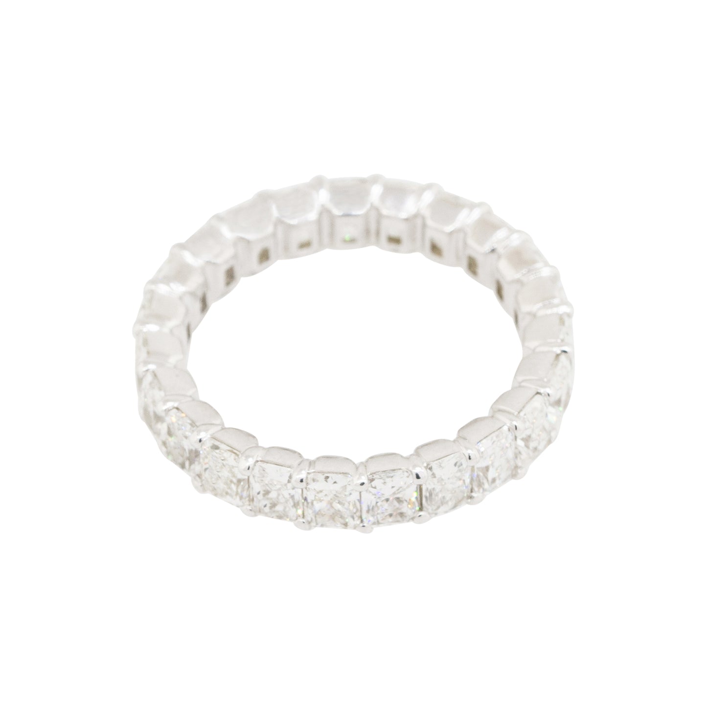 14k White Gold 4.31ctw Radiant Cut Diamond Eternity Band