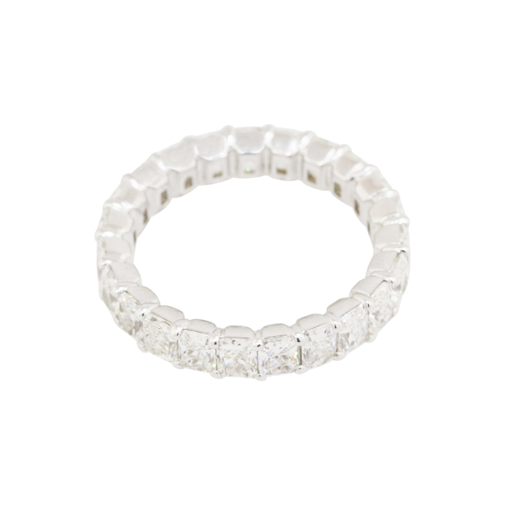 14k White Gold 4.31ctw Radiant Cut Diamond Eternity Band