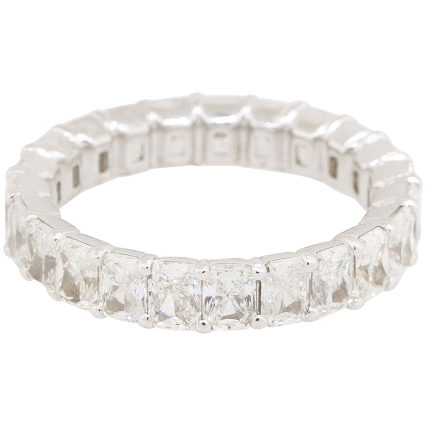14k White Gold 4.31ctw Radiant Cut Diamond Eternity Band