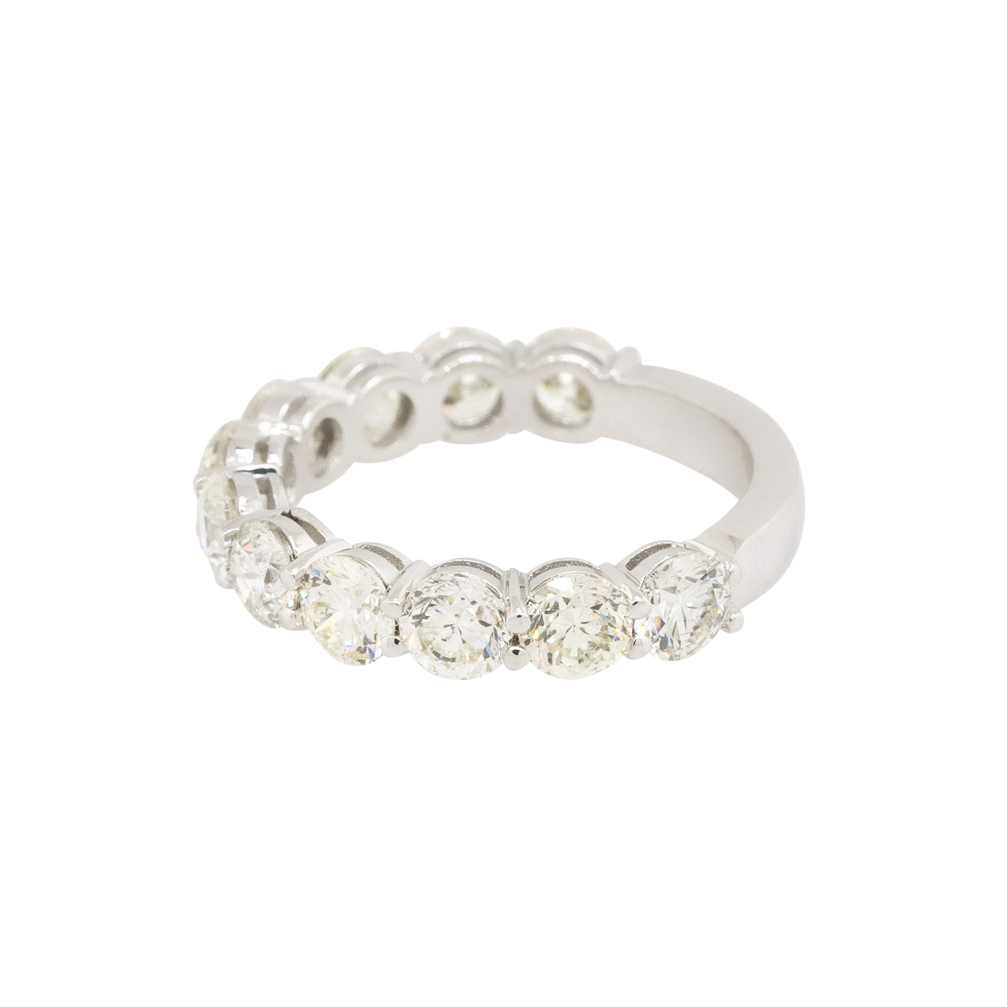 14k White Gold 3.10ctw Round Brilliant Three Quarter Diamond Band