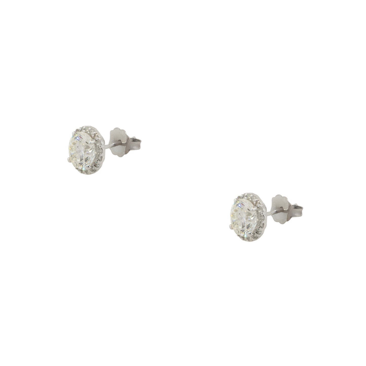 14k White Gold 2.69ctw Halo Diamond Stud Earrings