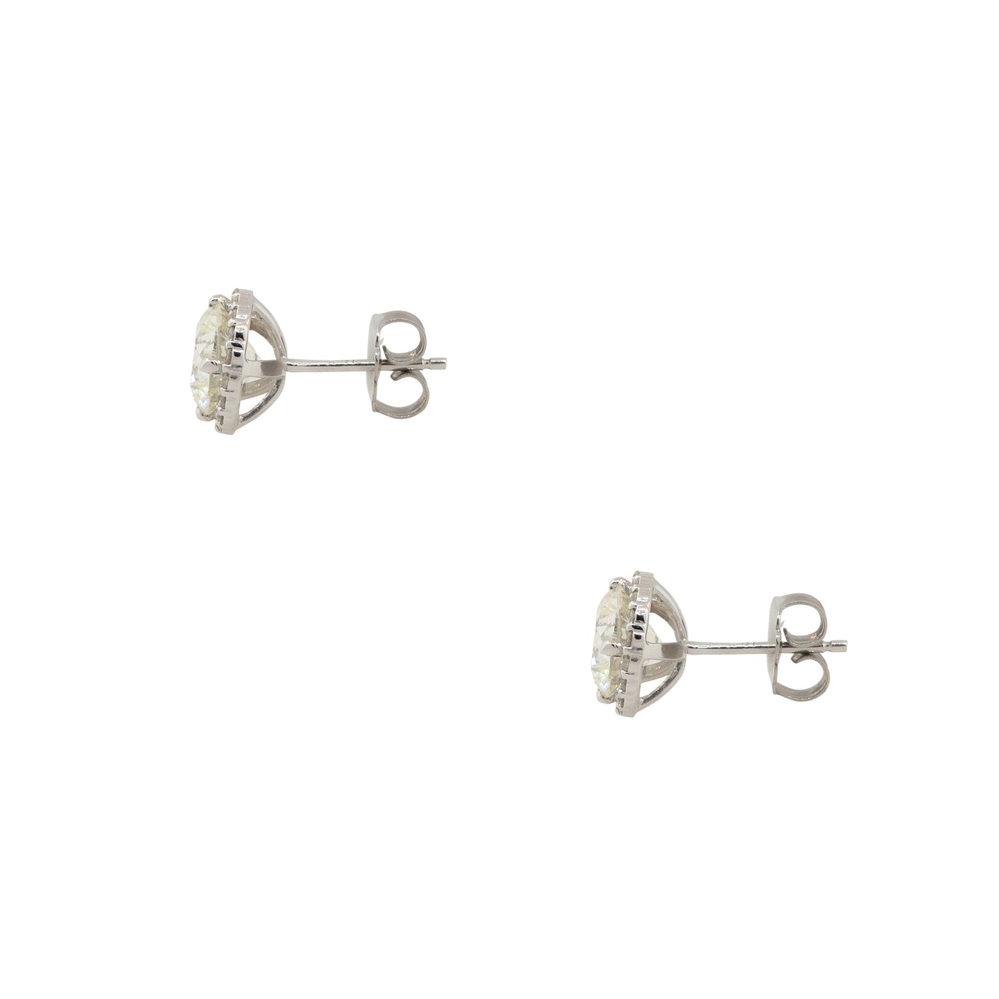 14k White Gold 2.69ctw Halo Diamond Stud Earrings