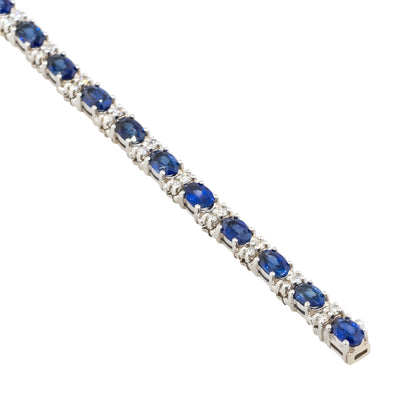 18k White Gold Oval Sapphire & Diamond Link 7 in Bracelet