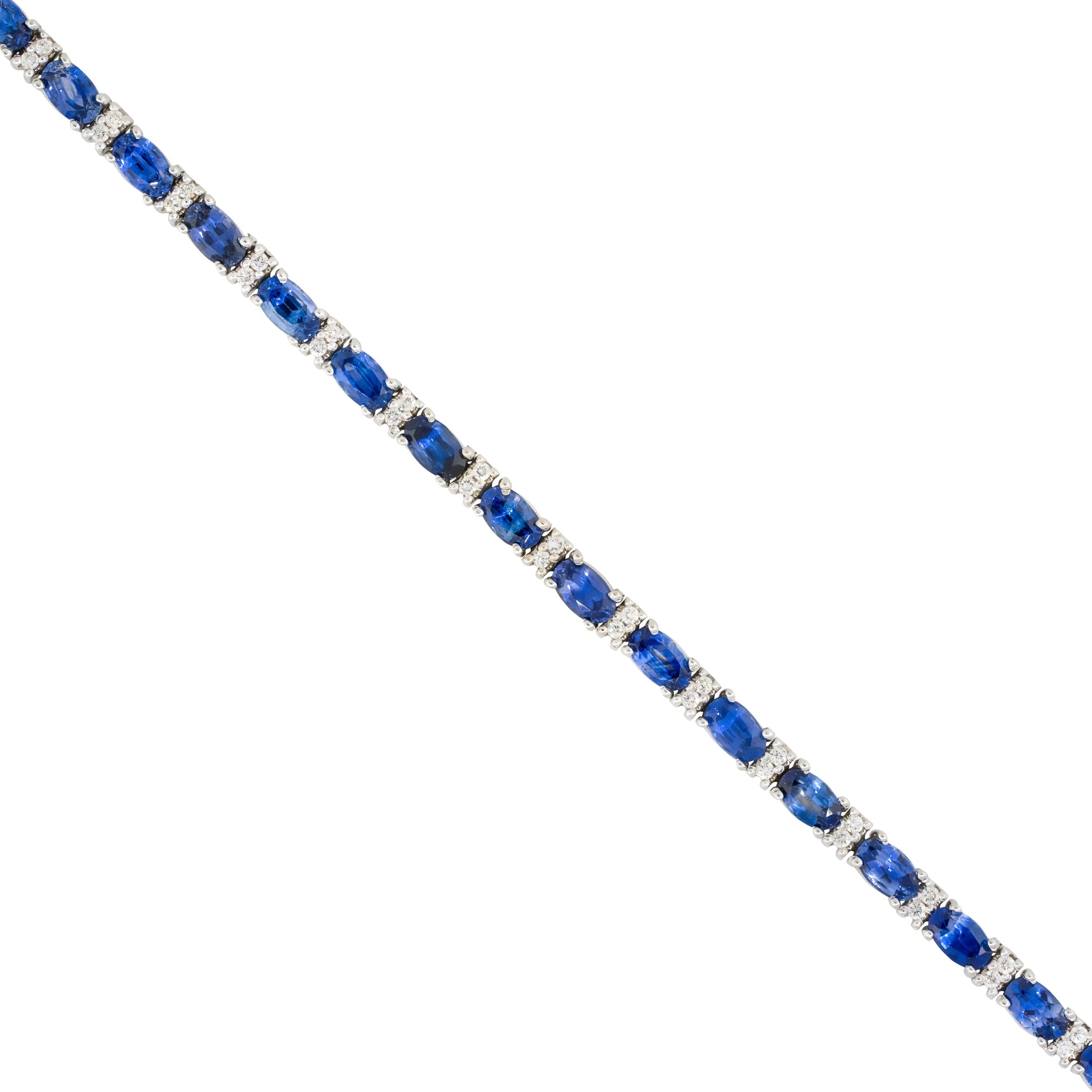 18k White Gold Oval Sapphire & Diamond Link Bracelet