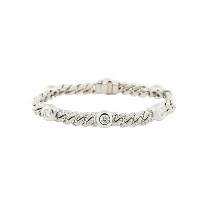 18k White Gold 5.30ctw Pave Diamond Cuban Bracelet