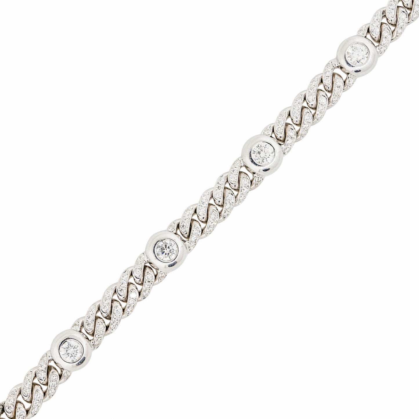 18k White Gold 5.30ctw Pave Diamond Cuban Bracelet