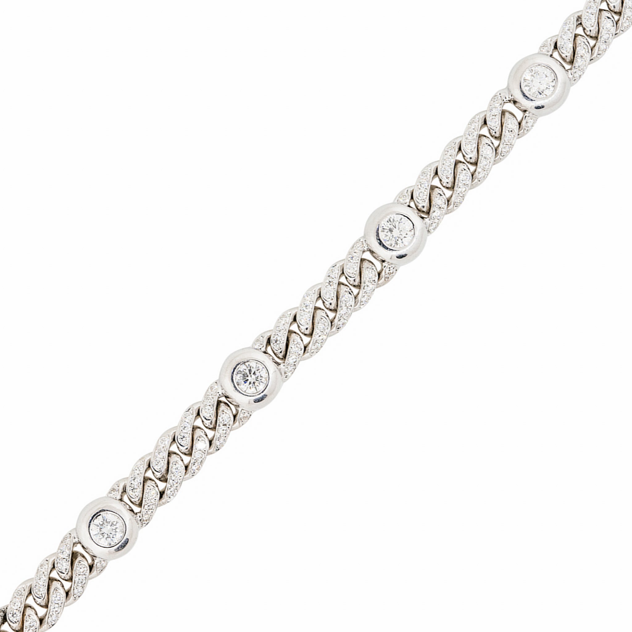 18k White Gold 5.30ctw Pave Diamond Cuban Bracelet