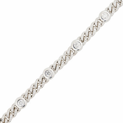 18k White Gold 5.30ctw Pave Diamond Cuban Bracelet