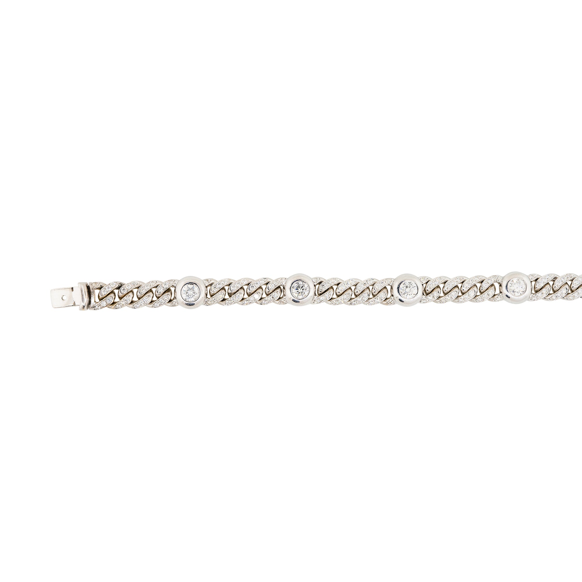 18k White Gold 5.30ctw Pave Diamond Cuban Bracelet