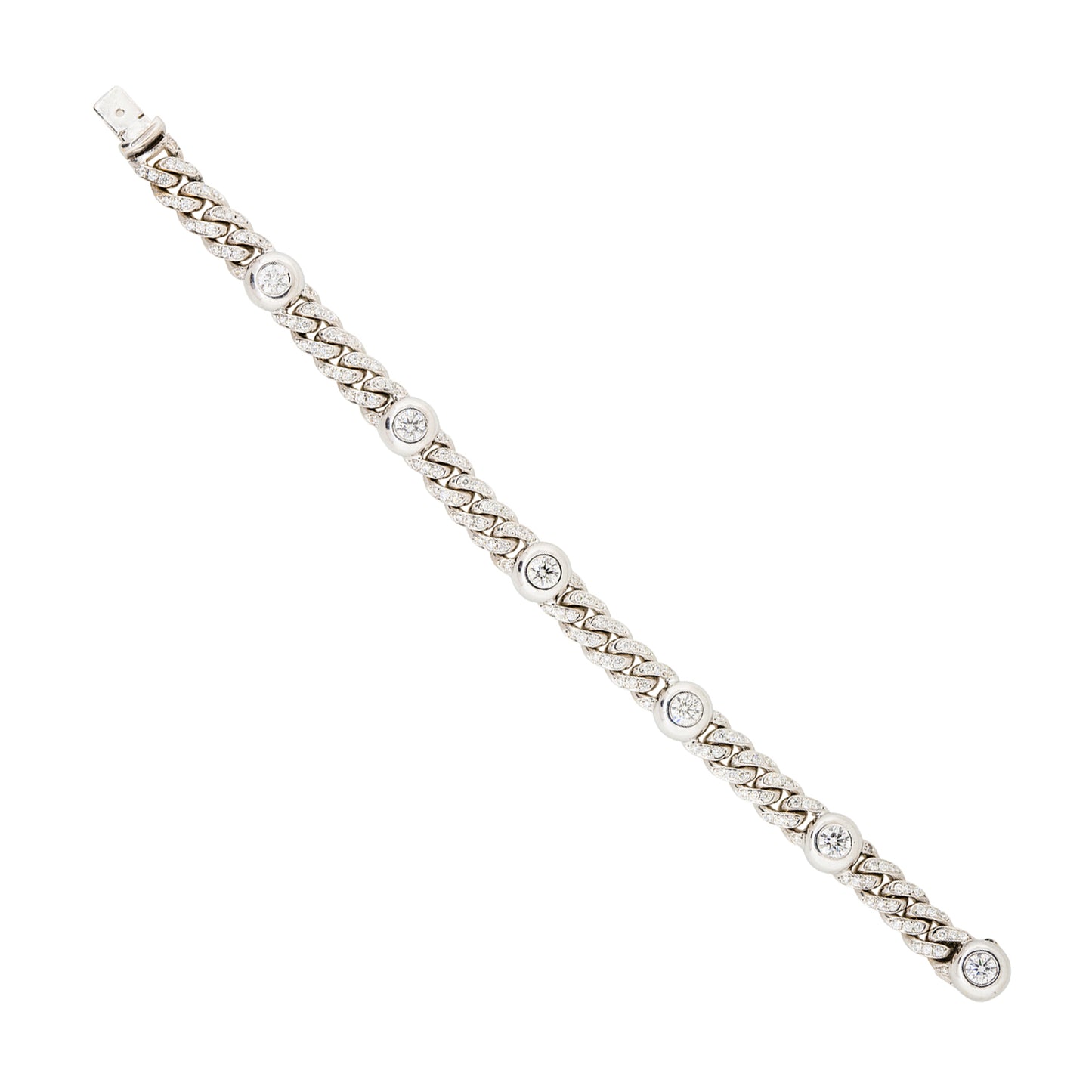 18k White Gold 5.30ctw Pave Diamond Cuban Bracelet