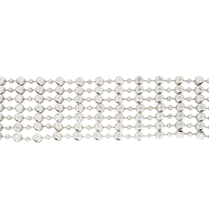 18k White Gold 13ctw 6-Row Bezel Set Diamond Bracelet
