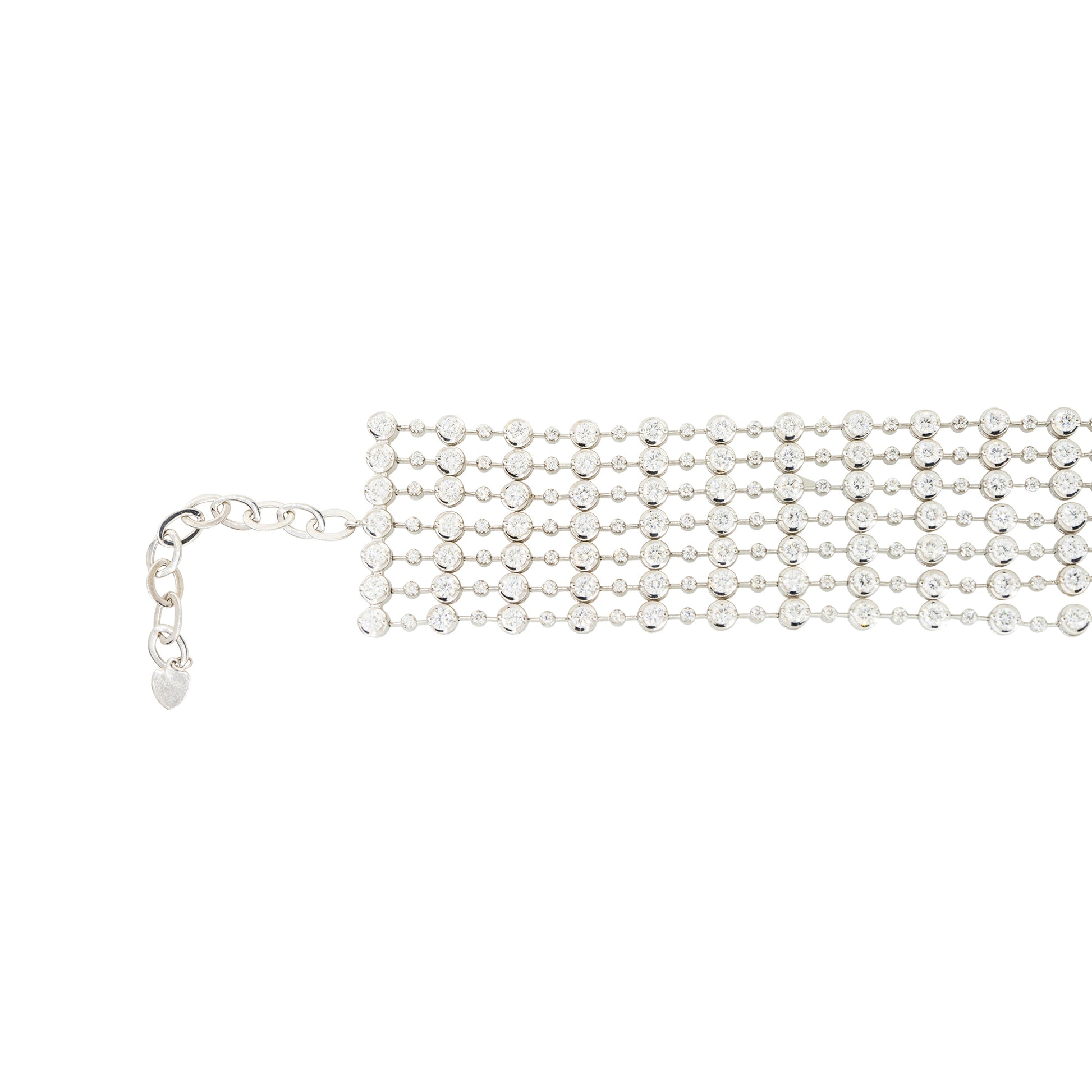 18k White Gold 13ctw 6-Row Bezel Set Diamond Bracelet