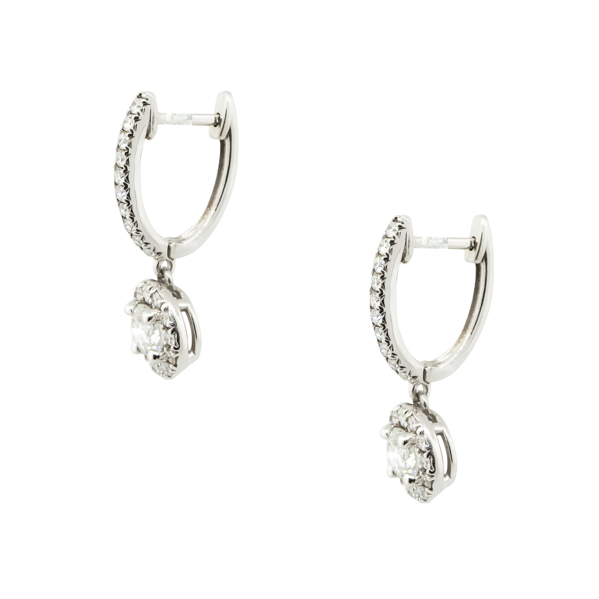 14k White Gold 1.20ctw Tiny Drop Diamond Earrings
