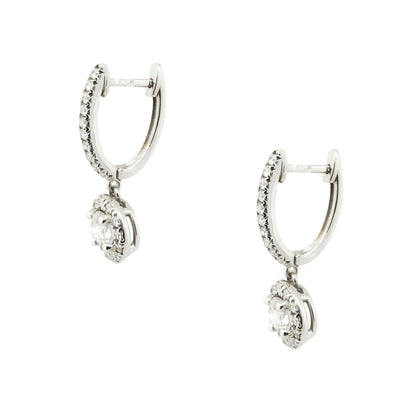 14k White Gold 1.20ctw Tiny Drop Diamond Earrings