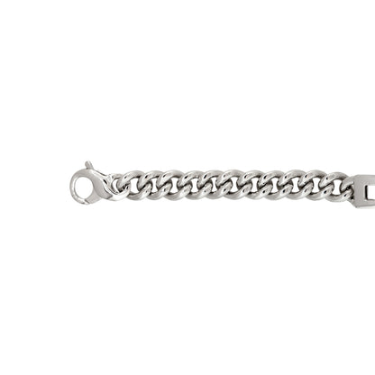 14k White Gold 0.55ctw Floating Diamond Bar Men's Curb Link Chain Bracelet