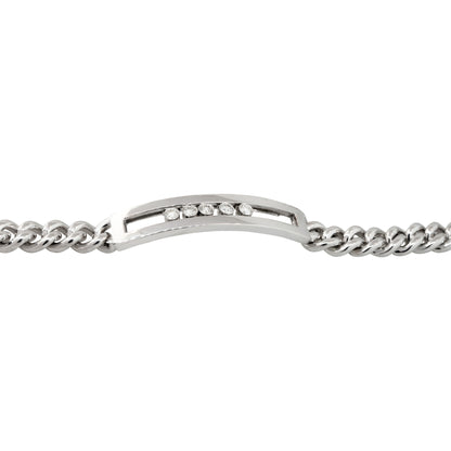 14k White Gold 0.55ctw Floating Diamond Bar Men's Curb Link Chain Bracelet