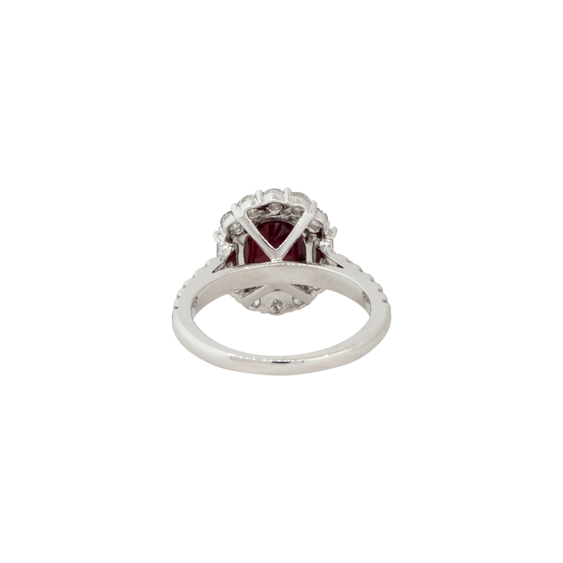 18k White Gold 3.04ctw Ruby and 1.21ctw Diamond Halo Ring