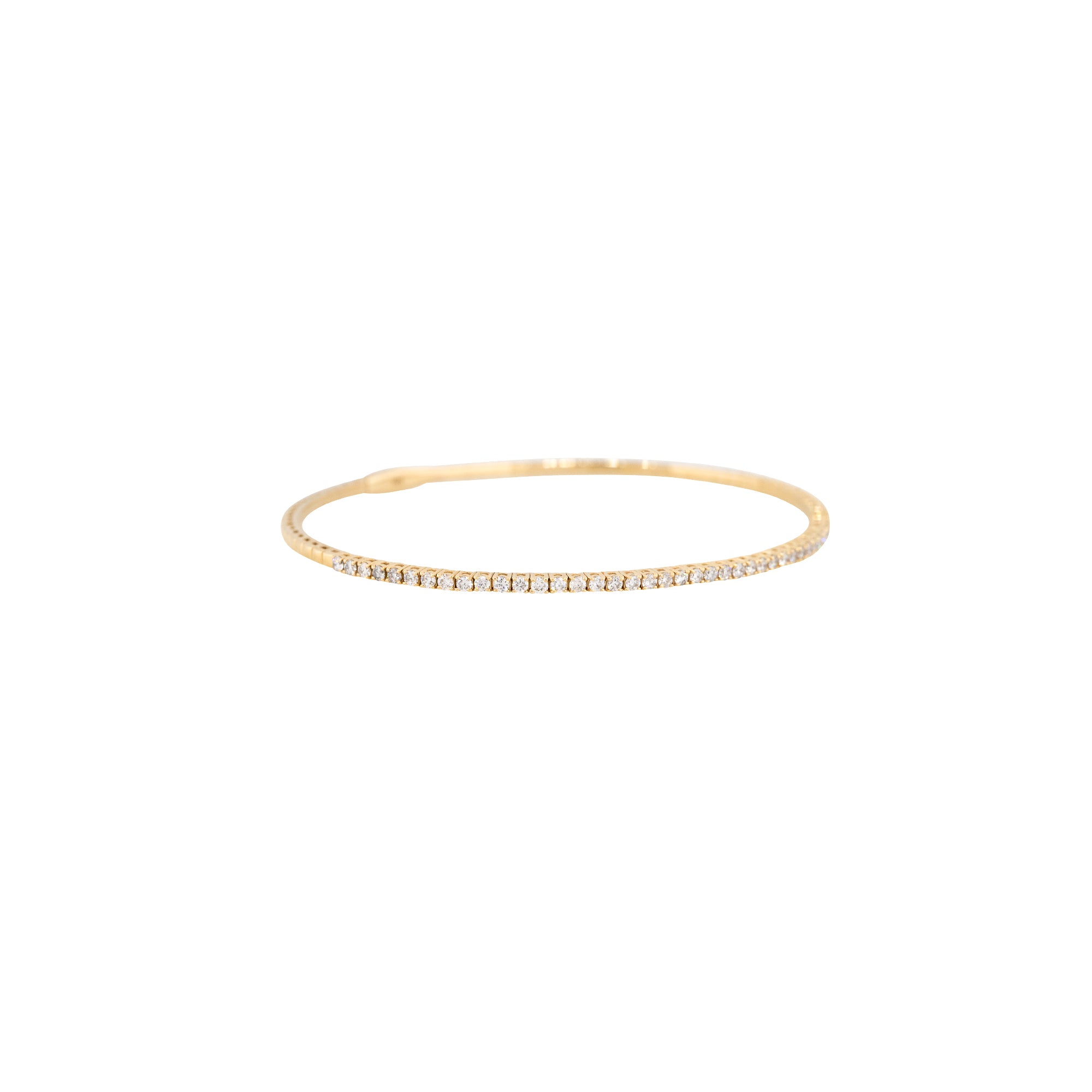 14k Yellow Gold 0.95ctw Flexible Diamond Stackable Bangle Bracelet  