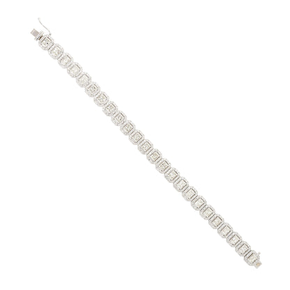 18k White Gold 11.3ctw Radiant Cut Diamond Halo Tennis Bracelet