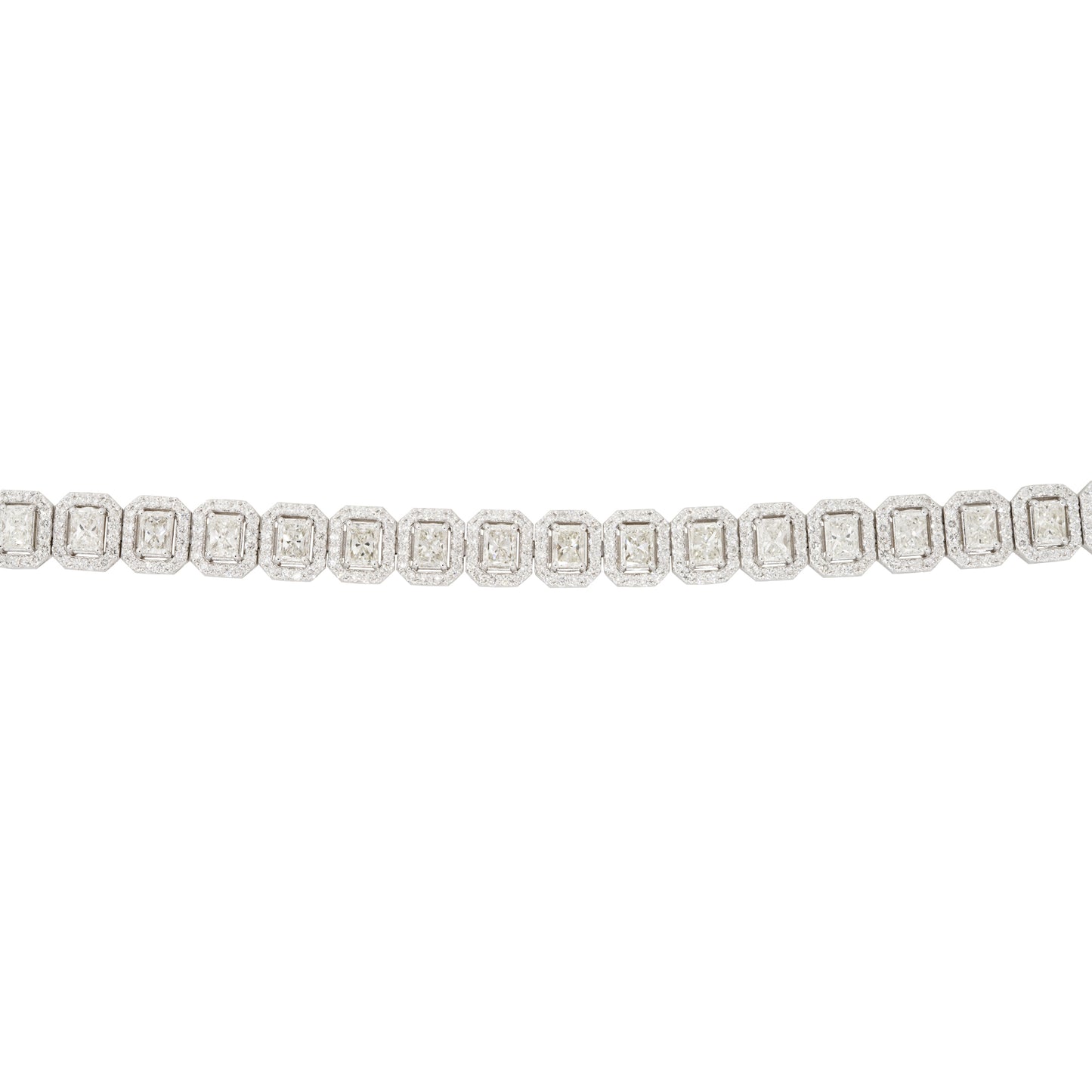 18k White Gold 11.3ctw Radiant Cut Diamond Halo Tennis Bracelet