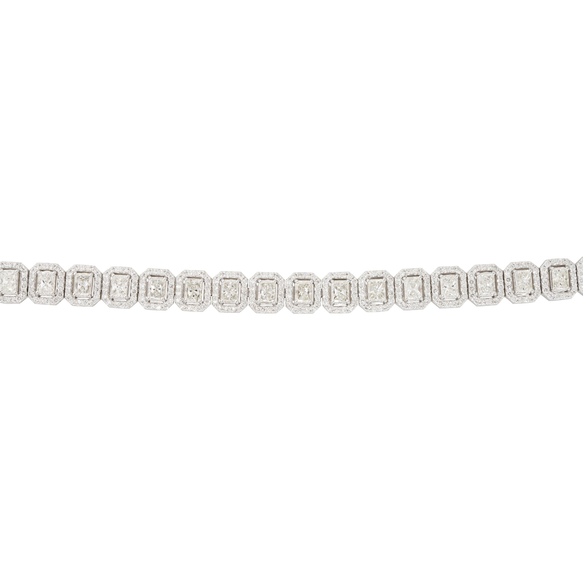 18k White Gold 11.3ctw Radiant Cut Diamond Halo Tennis Bracelet