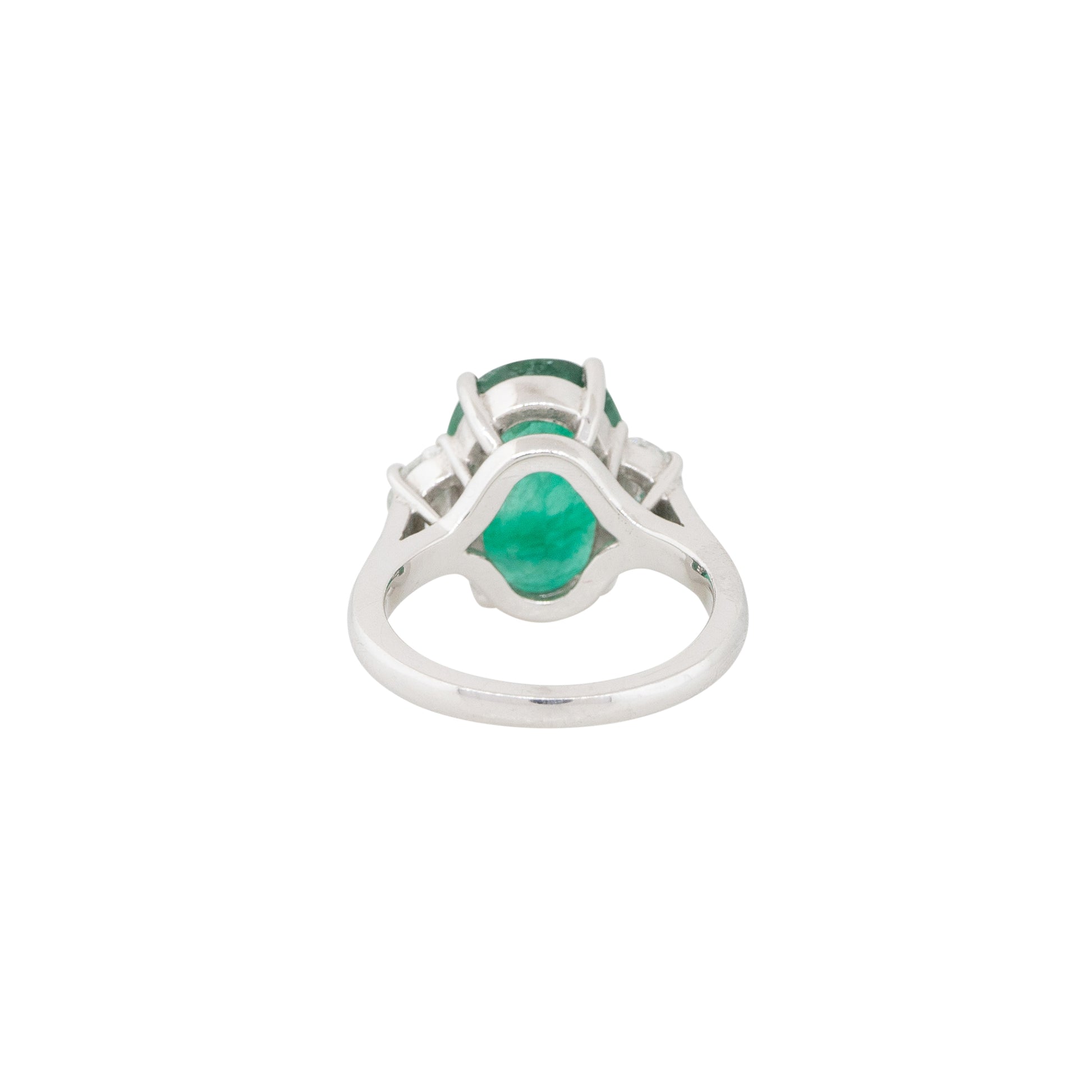 Platinum 5.86ctw Emerald and Half Moon Diamond Side Stones Ring