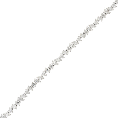 18k White Gold 8.77ctw Multi-Shape Diamond Tennis Bracelet