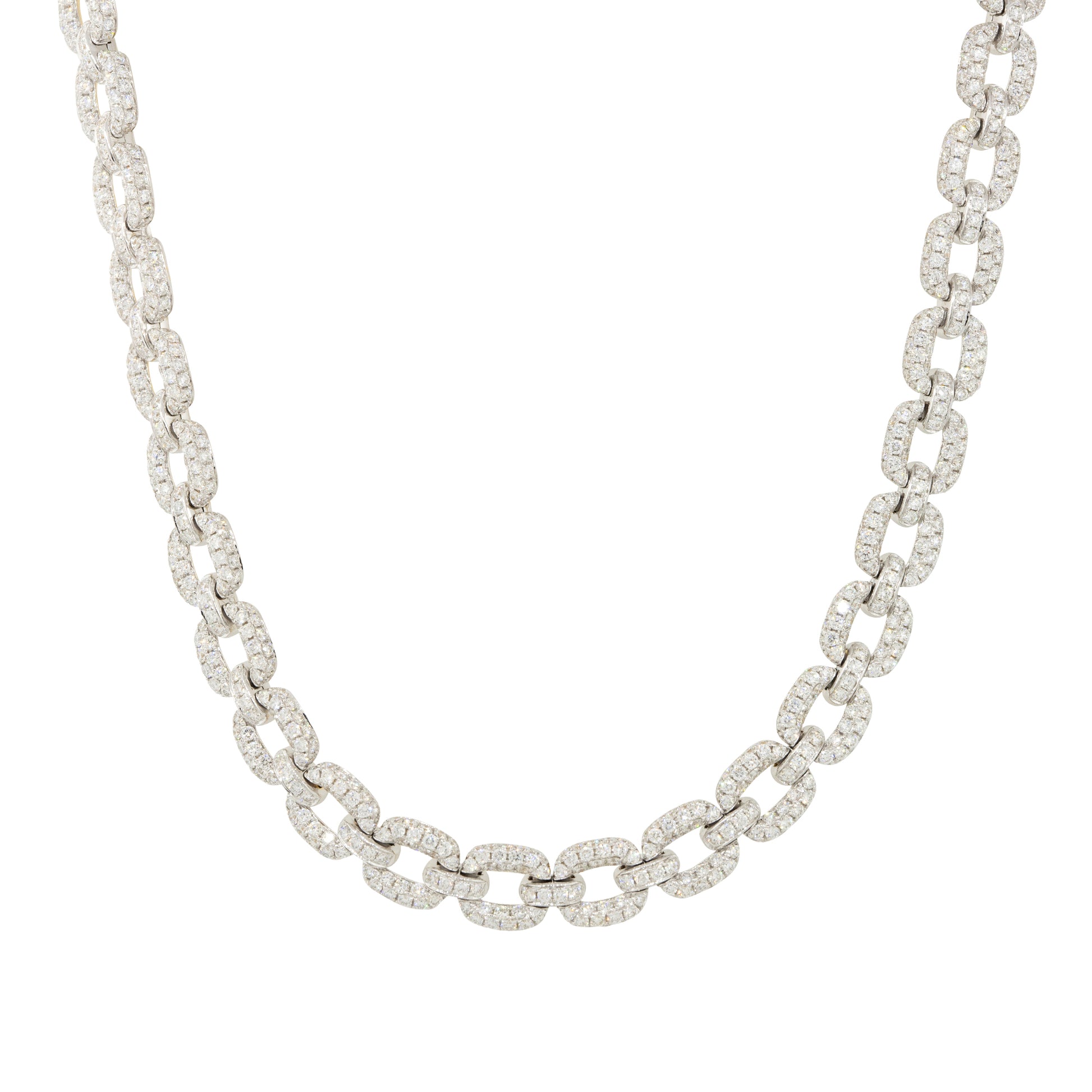 18k White and Yellow Gold 27.65ctw Pave Diamond Link Necklace