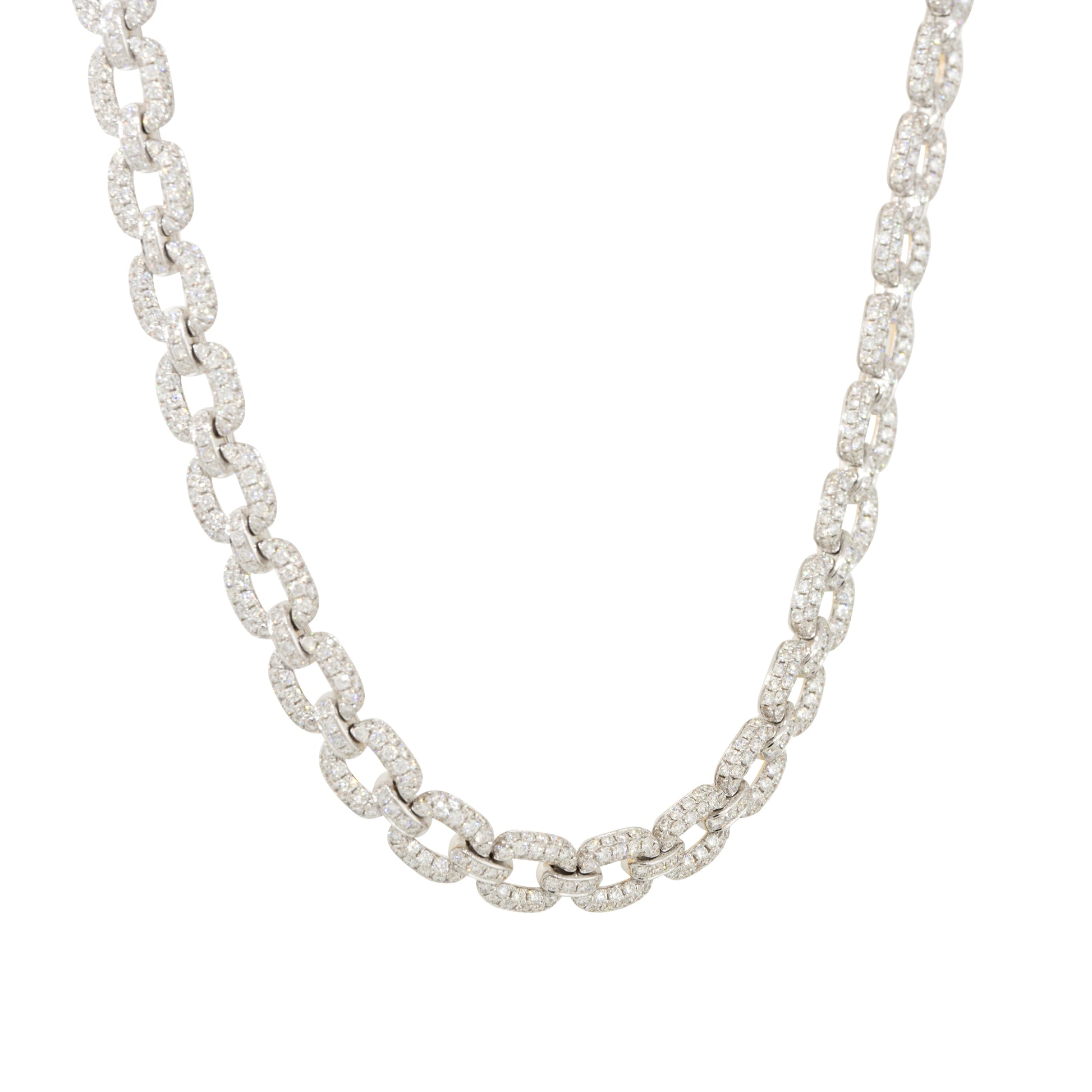 18k White and Yellow Gold 27.65ctw Pave Diamond Link Necklace