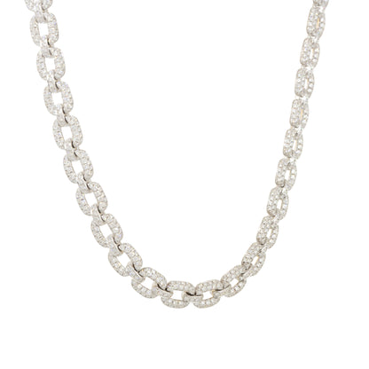 18k White and Yellow Gold 27.65ctw Pave Diamond Link Necklace