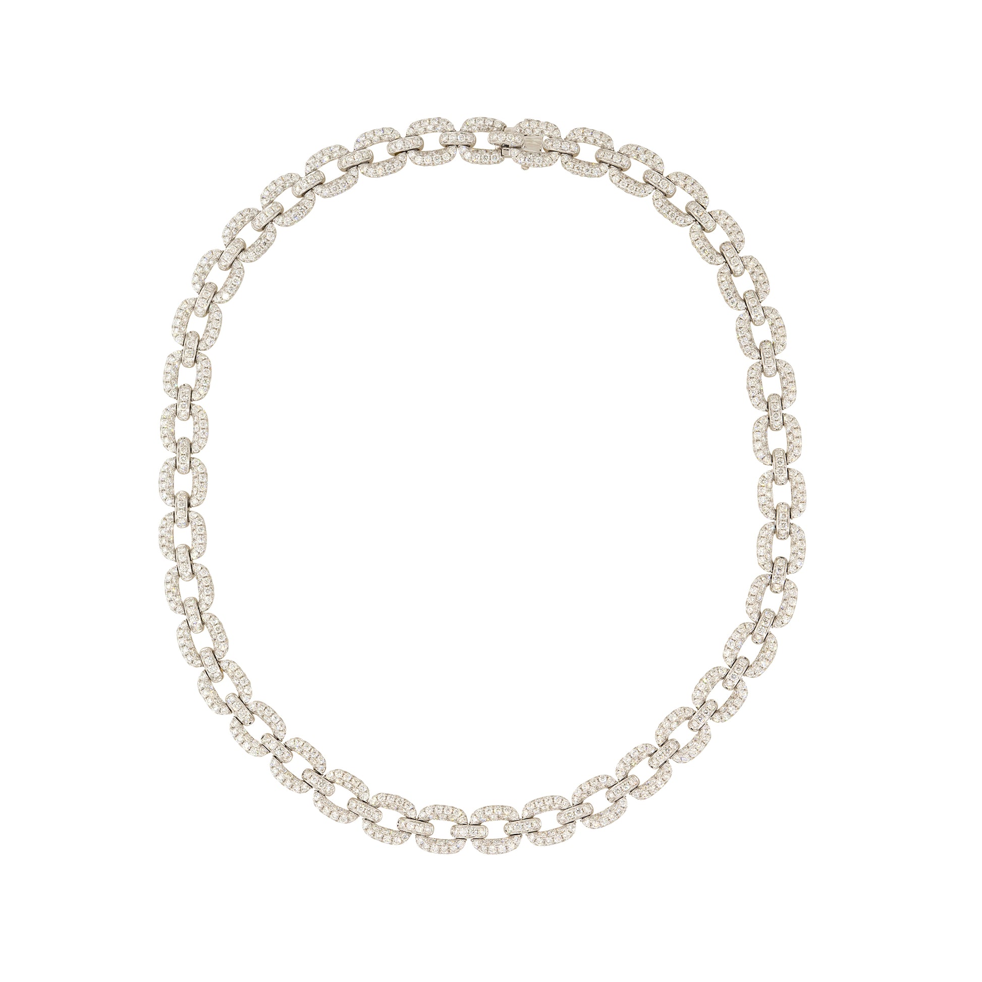 18k White and Yellow Gold 27.65ctw Pave Diamond Link Necklace