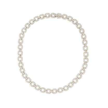 18k White and Yellow Gold 27.65ctw Pave Diamond Link Necklace