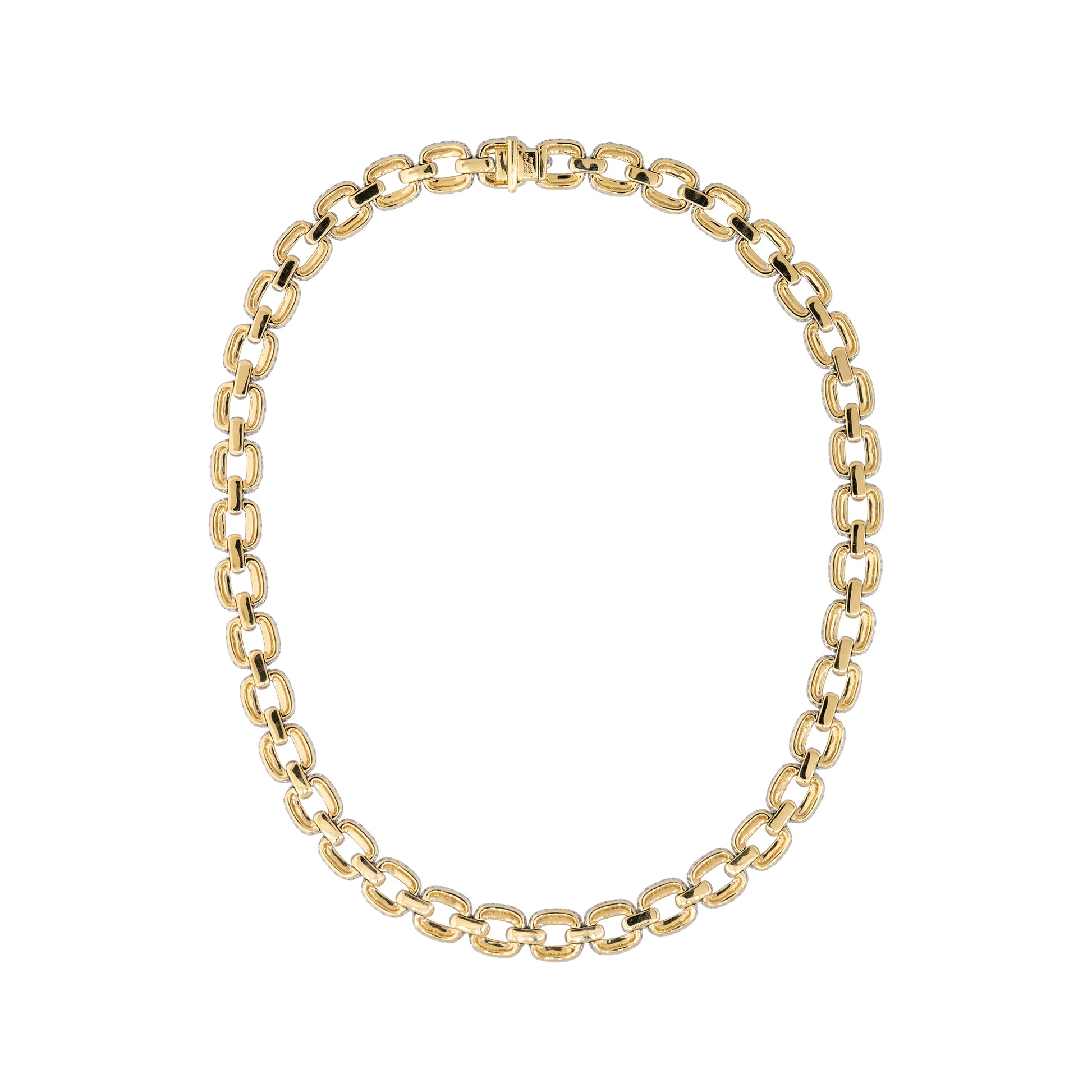 18k White and Yellow Gold 27.65ctw Pave Diamond Link Necklace