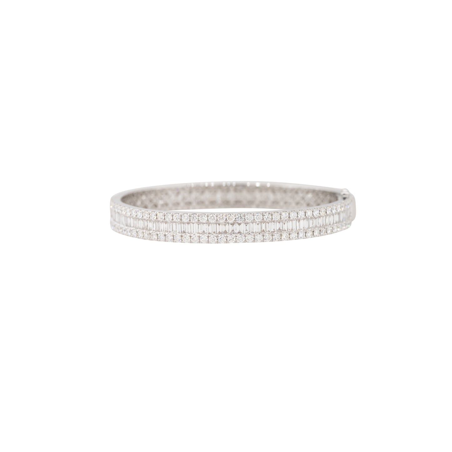 18k White Gold 9.36ctw 3 Row Diamond Bangle Bracelet