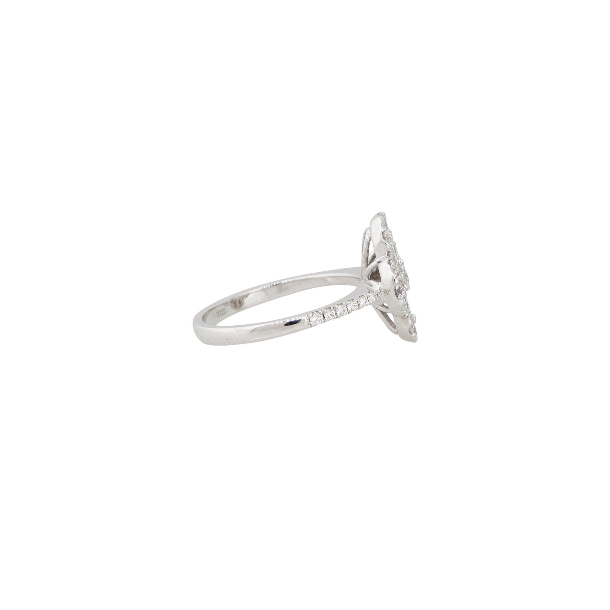 18k White Gold 1.22ctw Diamond Clover Style Ring  
