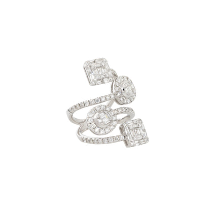 18k White Gold 2.5ctw Diamond Mosaic Station Crossover Ring